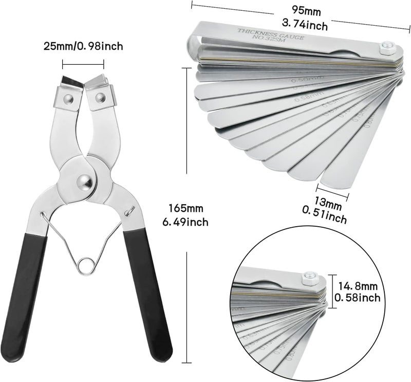Worldity 8Pcs 3" 4" 6" Piston Ring Compressor, Car Engine Piston Ring Compressor Tool with Pliers, Hex key and Stainless Steel Feeler Gauge, Piston Ring Installation Tool for Car Engine - Image 3
